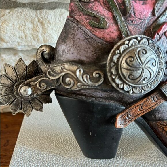 Western Boot Bedazzled Cowgirl Wall Hanging Decor - Picture 10 of 14